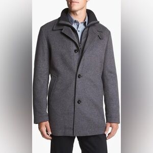 BOSS Hugo Boss Coat; Men's Gray Wool Coat